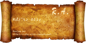 Rátz Aliz névjegykártya