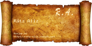 Rátz Aliz névjegykártya